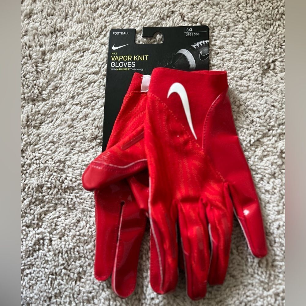 Nike Vapor Knit 4.0 Blue Football Receiver Red Gloves